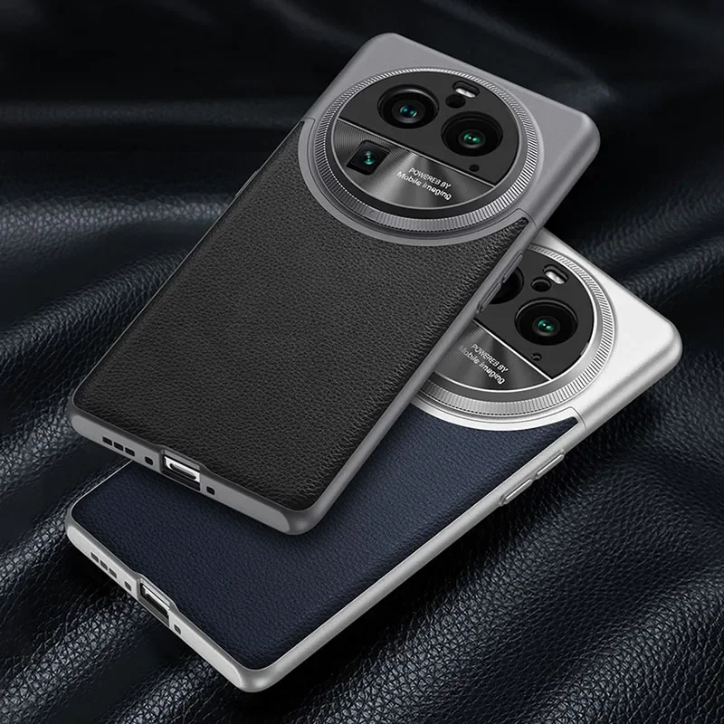 Luxury PU Leather Plastic Case For Oppo Find X6 Pro Camera Protective Anti-knock
