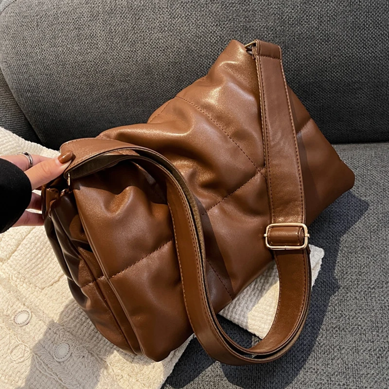 

Vintage Design PU Leather Shoulder Bags Autumn & Winter Style Retro Women Crossbody Bags INS Female Ladies Solid Color Handbags