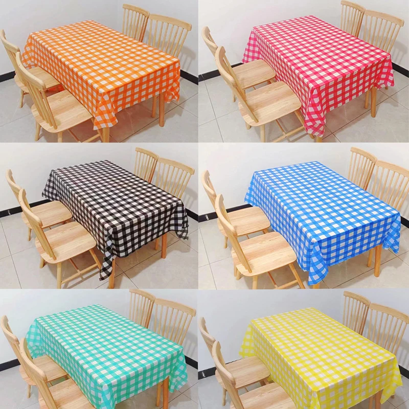 137x274cm Red Black Checkered Disposable Tablecloth Wedding Birthday Party Indoor Outdoor Picnic Plastic Waterproof Tablecloth 5