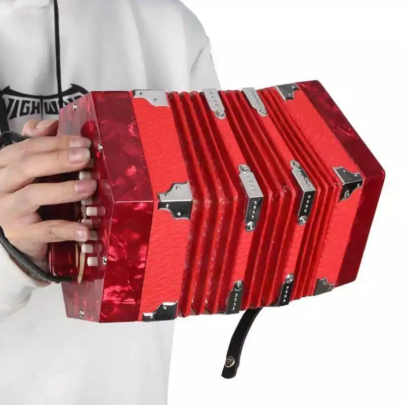 Professional 20 Keys Concertina Accordion 20 Button 40 Reed Anglo Style with Carrying Bag Musical Instruments Concertina