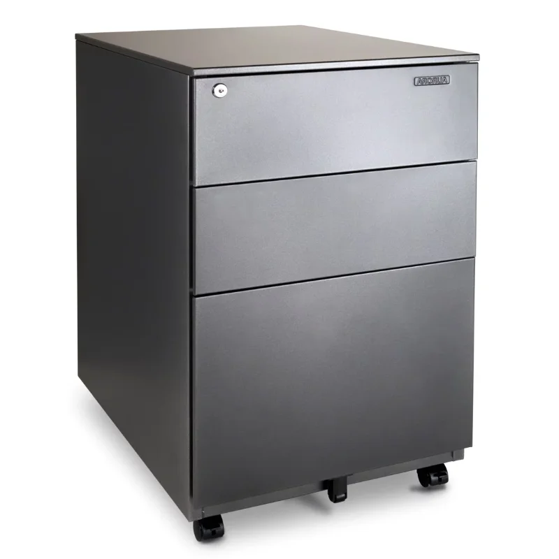 Aurora Modern SOHO Design 3-Drawer Metal Mobile File Cabinet with Lock Key Sliding Drawer, Multiple Colors