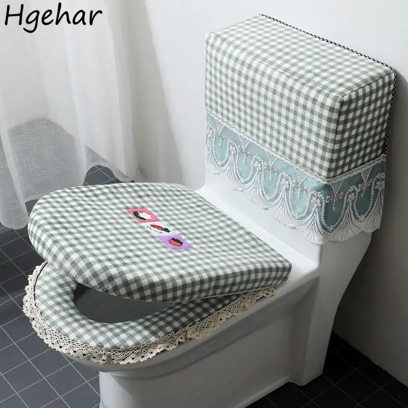 3Pcs 변기 커버 따뜻한 욕실 가정용 Closestool 쿠션 뚜껑 케이스 장식 레이스 WC 커버 패드 유니버설 지퍼 2015