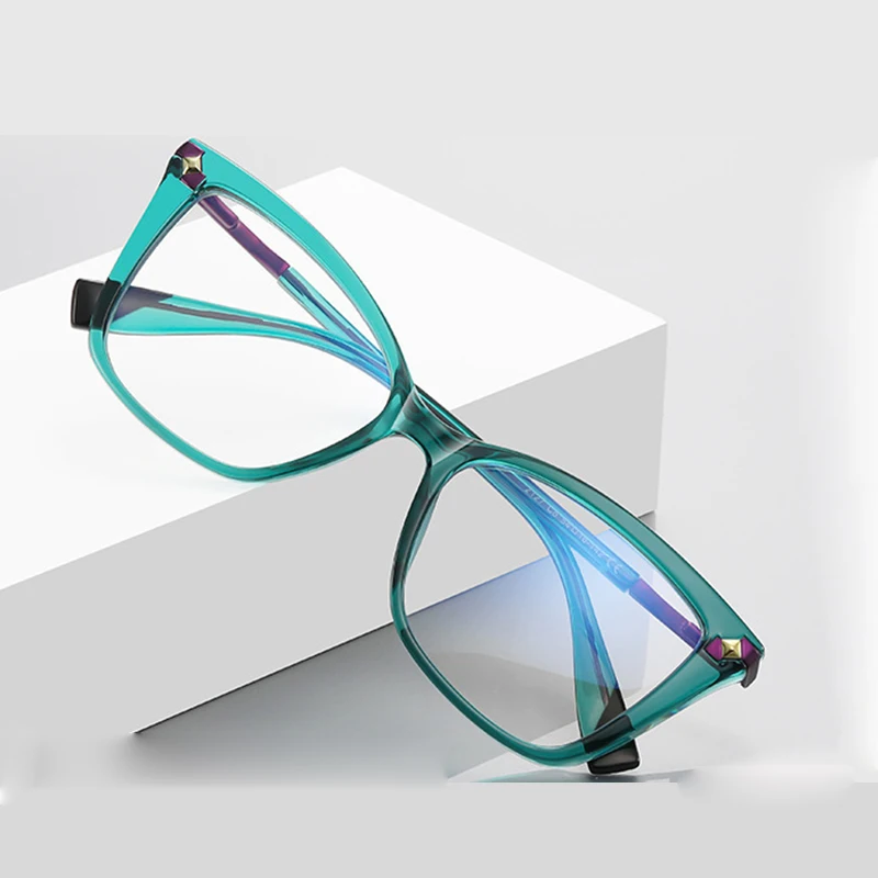 

Cat Eye Glasses Women Fashion Retro Polygon Transparent Green Spectacle Super Light Optical Prescription Eyeglasses Frame 2127