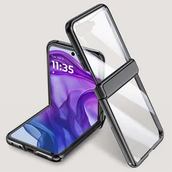 Tempered Glass Protective Case with Spring Hinge and All-Inclusive Camera Protection for Moto Razr 50 (Black)