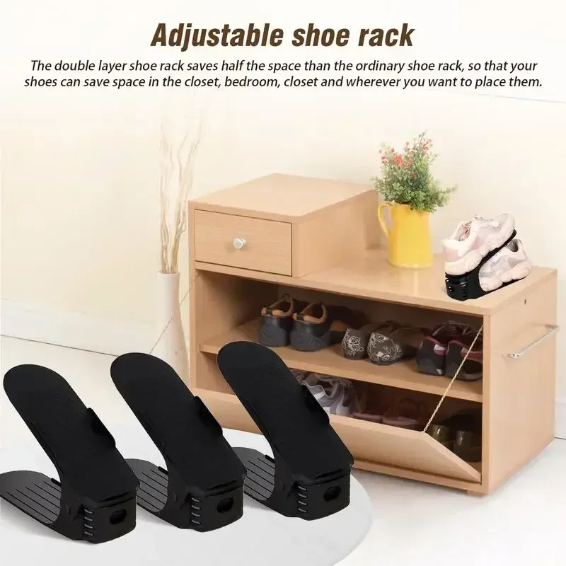 Adjustable Shoe Stacker Shoe Slots Organizer Slots Space Saver Double Deck Rack Holder For Closet Organization 10 Pcs