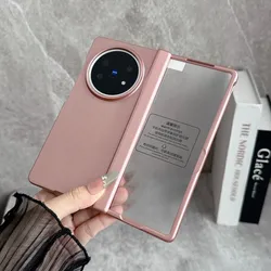 Enhanced Foldable Phone Hard PC Skin Protective Back Cover and Middle Hinge Film for Vivo X Fold3 Pro (Pink)