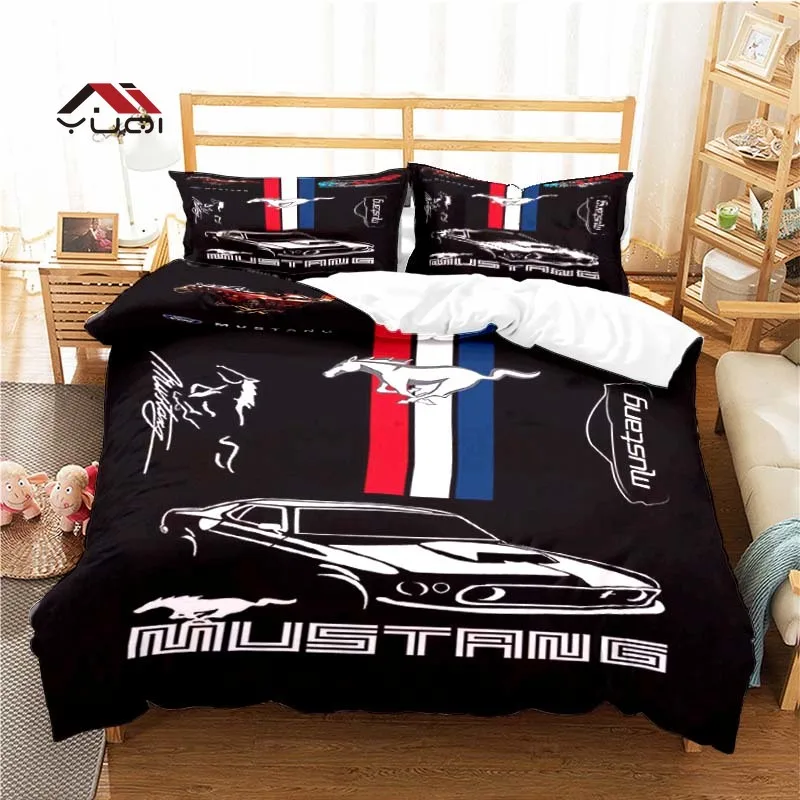 

Mustang Car Pattern Duvet Cover Set Bedding for Aldult Kids Bed Set Game Quilt Cover Comforter Cover Bedding Set