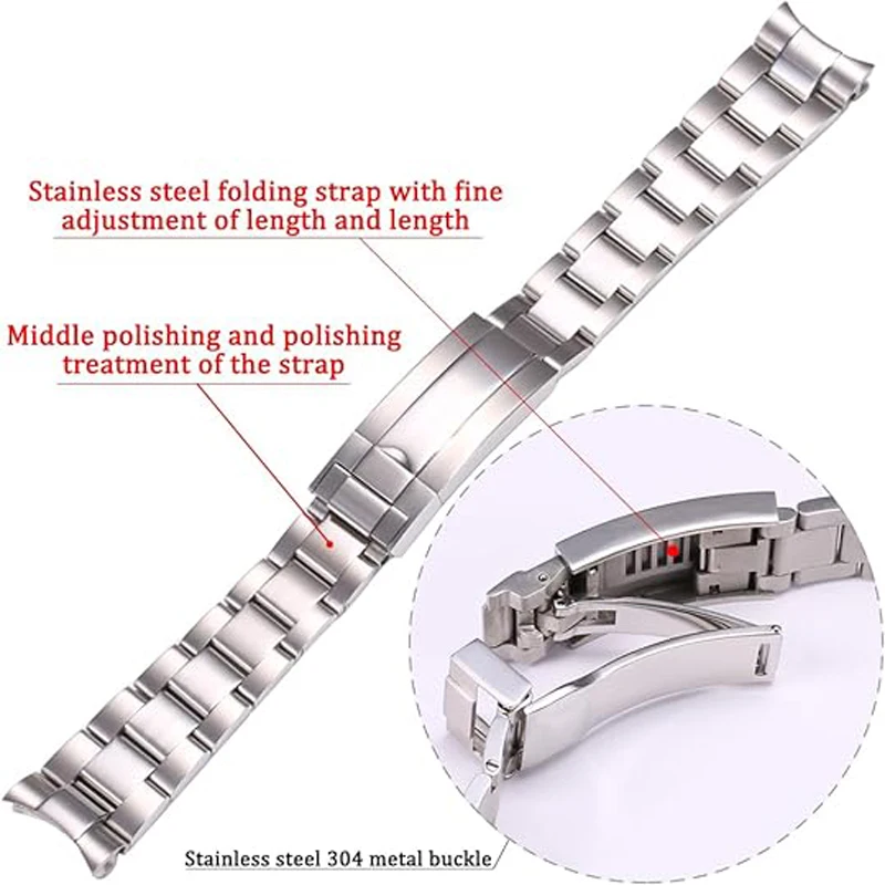 Per Rolex Submariner Daytona Men Fine-Tuning Pull Clasp Strap Accessori Per Orologi Cinturino Cinturino Per Orologio In Acciaio Inossidabile 904