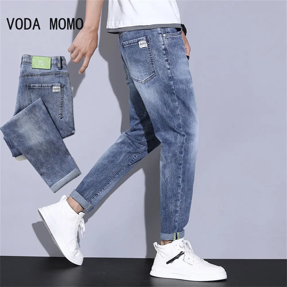

Mens Jeans Harem Pants Stretch Spring And Autumn Trendy Pockets Desinger Man Casual Denim PantsTapered Fashion Streetwear Jeans