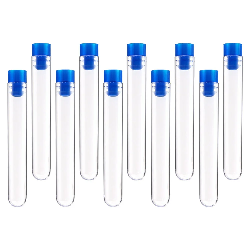 

50pcs Plastic Test Tubes with Caps Storage Containers Chemistry Experiment Tool