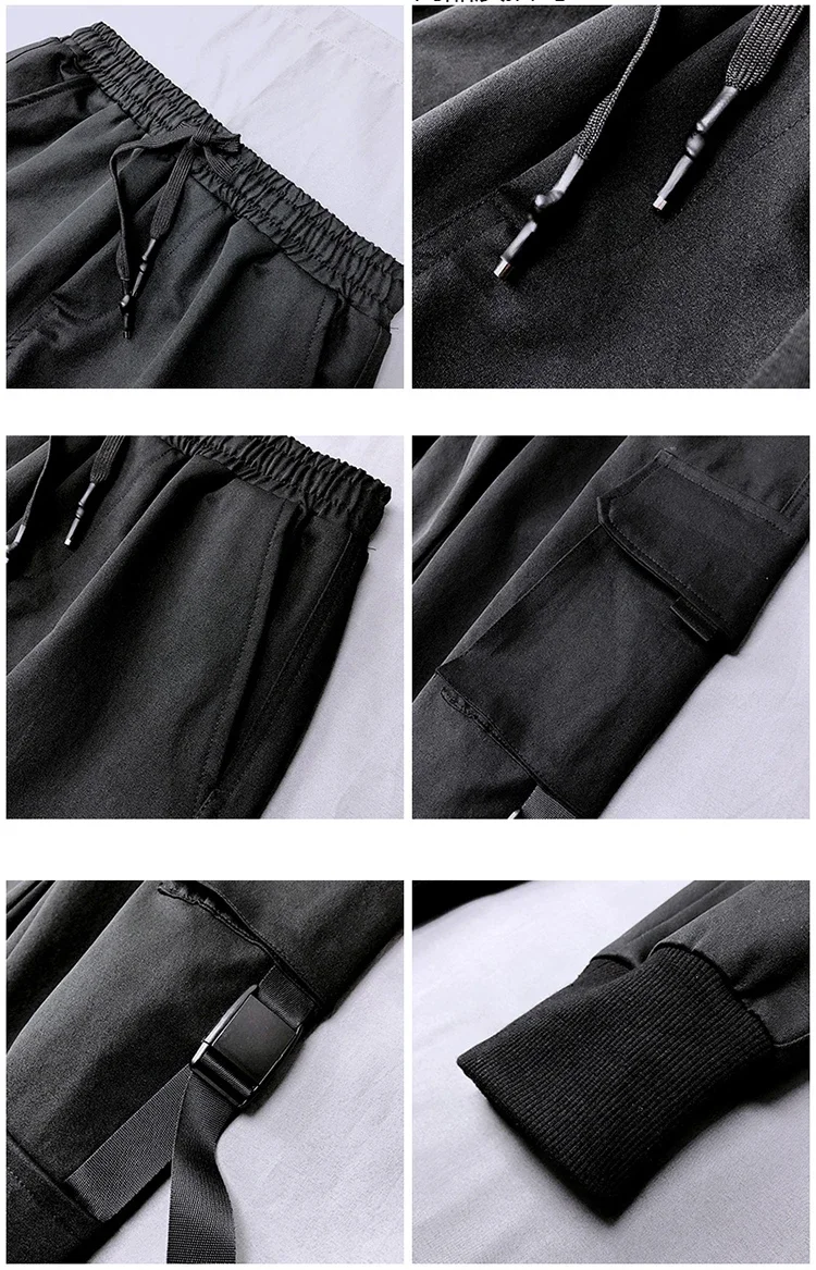 New 2025 Black Cargo Pants Men Summer Hip Hop Streetwear Harajuku Pockets Harem Trousers Joggers Pant Man and Women