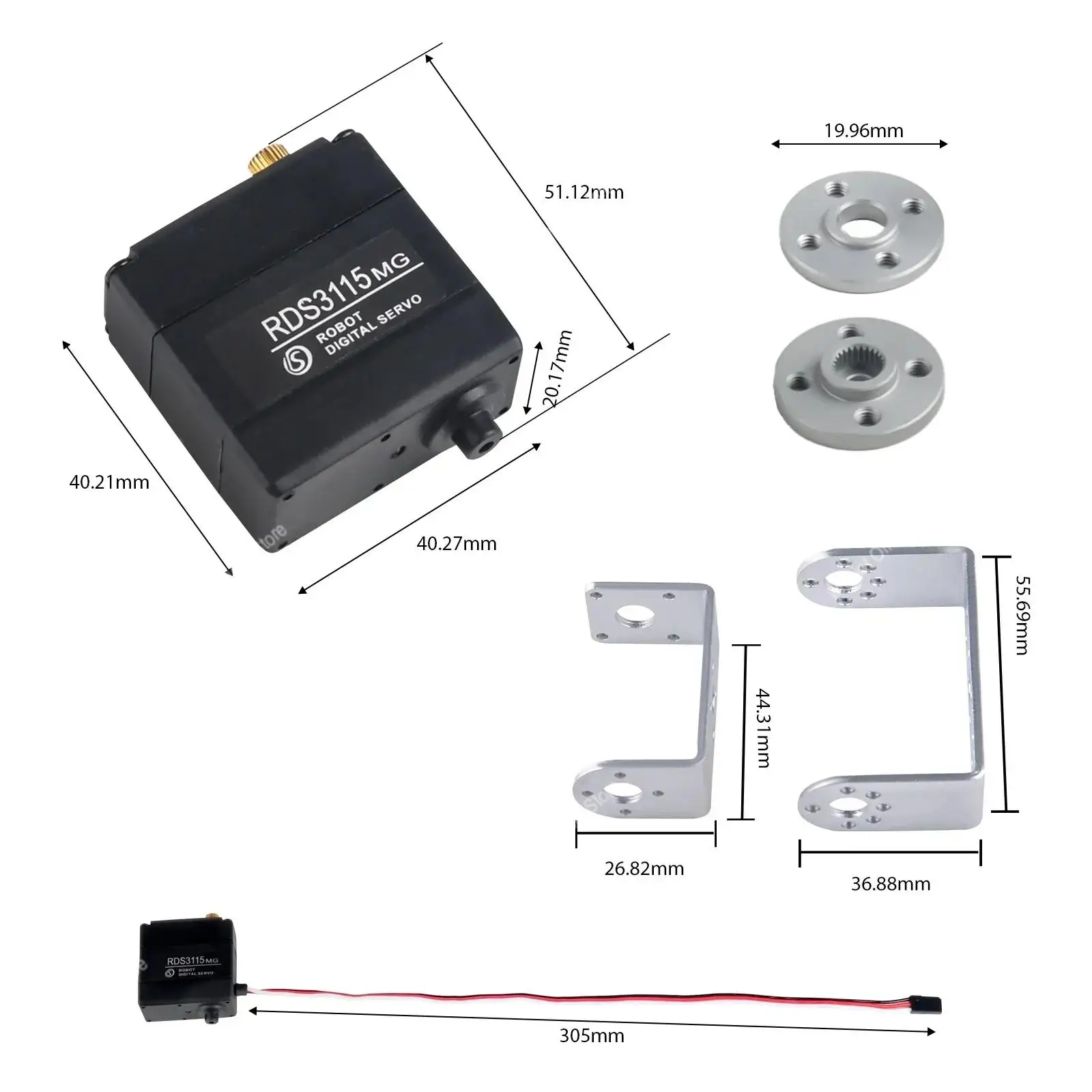 Servo numérique DS RDS3115MG 17KG 180/270° pour robot RC