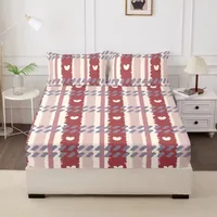 3pcs Bedding Fitted Sheet and Pillowcases Set Elastic Band Around Mattress Cover King Size Bed Cover Wrinkle-Resistant Easy Care 2