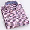 New in shirt Plus Size 7XL summer Short sleeve shirts for men 100%cotton striped plaid tops slim fit formal white office clothes 6