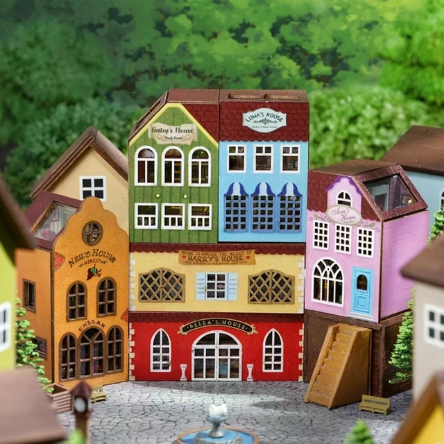 Case Wooden Miniature Doll House DIY maiso Handmade Assembly Model Building Kit 3D Puzzle Toy Birthday Gift Dollhouse Miniatures 4