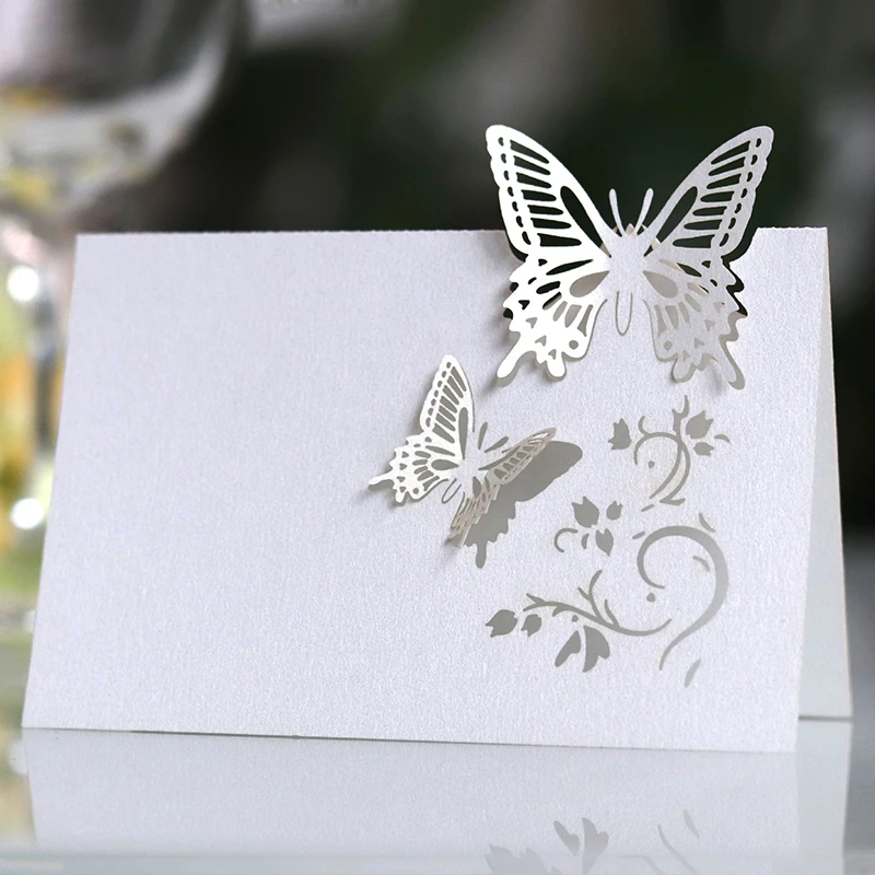 50pcs Laser Cut Butterfly Place Card for Wedding Table Seat Numbers