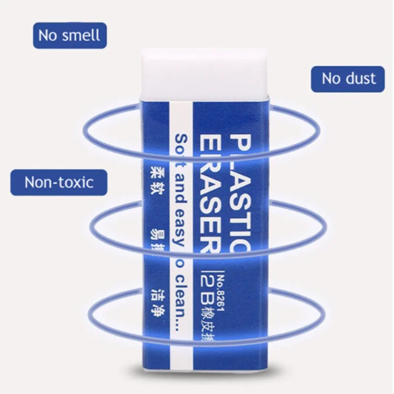 10Pcs 2B White PVC Pencil Eraser Clean And Mess Free Student Exam Office Sketch Easy To Wipe Soft Erasers 3