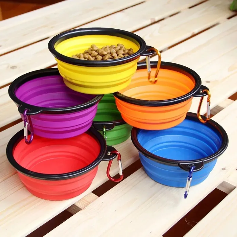 Dogs Feed Supplies Folding Silicone Bowl Portable Puppy Water Container with Carabiner Folding Cats Bowl Travel Pets Accessories Dogs Feed Supplies Folding Silicone Bowl Portable Puppy Water Container with Carabiner Folding Cats Bowl Travel Pets Accessories
