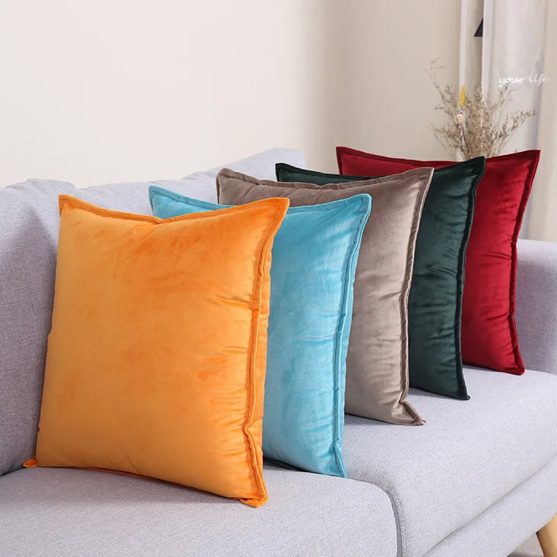 

2022 New Velvet Flying Edge Pillow Cover Household Products Sofa Living Room Bedside Floating Window Cushion Waist Pillow Cover