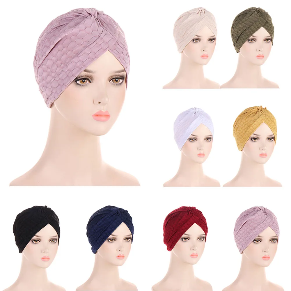 

Fashion New Beanies Women Muslim Hijab Turban Pleated Chemo Cap Cancer Hat Bonnet Hair Loss Head Cover Headscarf Headwear Wrap