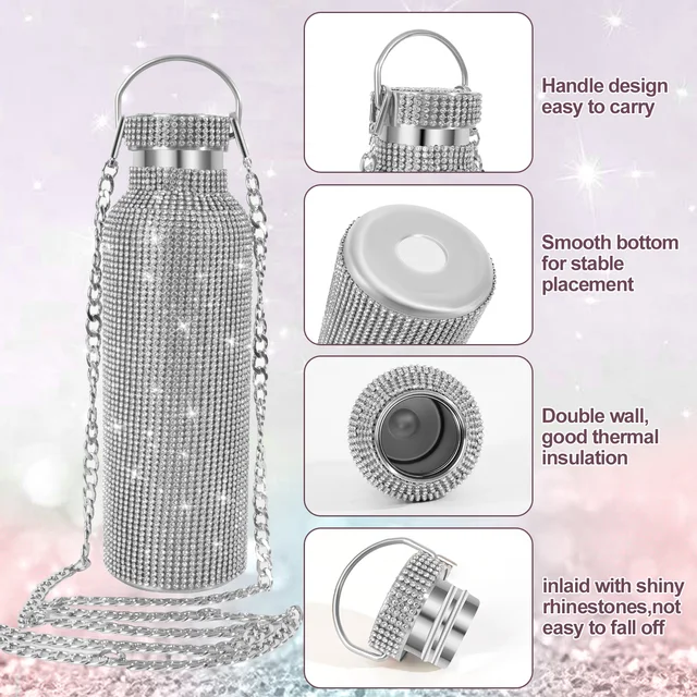 350ml/500ml/750ml Tumbler Insulated Cup Stainless Steel  Vacuum Flask Chain Sport Bottles Party Gifts for Girls 4