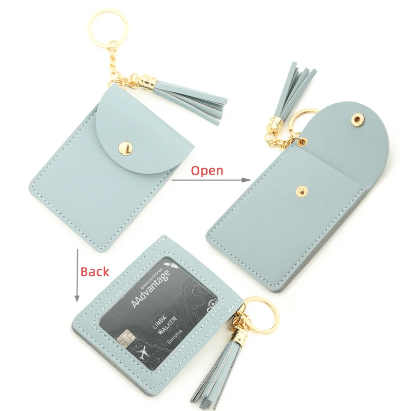PU Leather Card Holder Ladies Wallet Coin Pu Fashion Keychain Bracelet Keyring For Women diamond wallet PU tassel bag