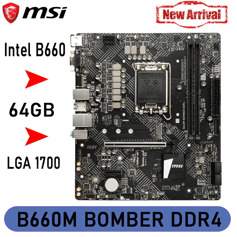 MSI B660M BOMBER DDR4 Motherboard LGA 1700 CPU Intel B660 12th Gen Core  2DDR4 DIMM 64GB PCI E4.0 Desktop Mainboard Micro ATX NEW| | - AliExpress