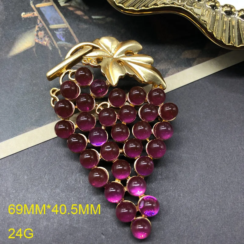 Medieval Light Luxury Purple Grape Styled Clip Earrings Retro Fashion Jewelry For Women