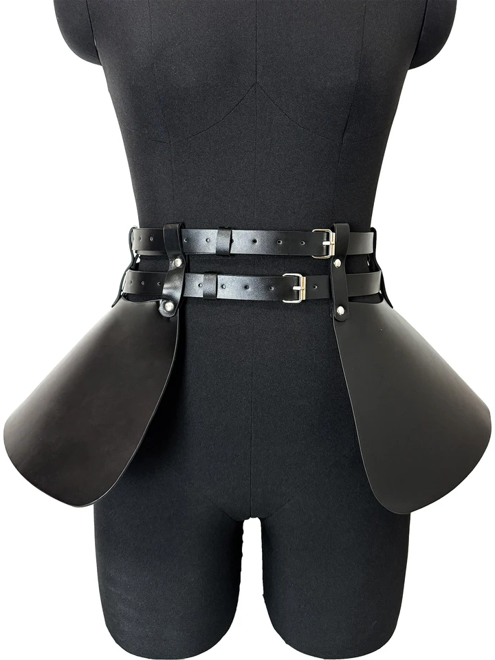 Cintura In Pelle Nera Con Frange - Accessorio Rave E Body Vita Per Donna