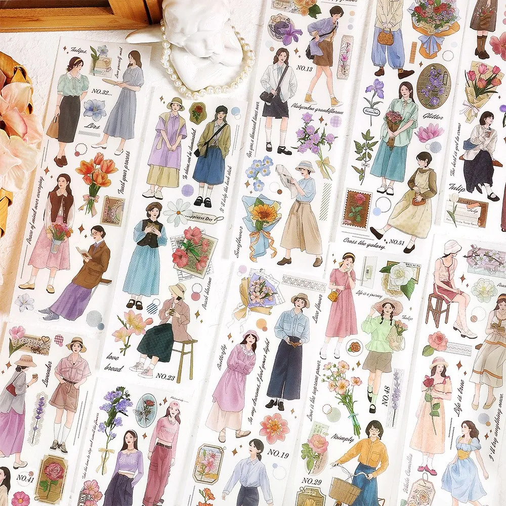 

6 Pcs People Stickers Fashion Girl Scrapbook Sticker For Journaling Scrapbooking Album Planners Photo Phone Diary DIY Crafts