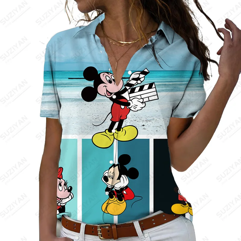 

Chains Print Loose Casual Office Shirts 2022 New Fashion Elegant Women'S Shirt Long-Sleeved Blous Mickey Mouse