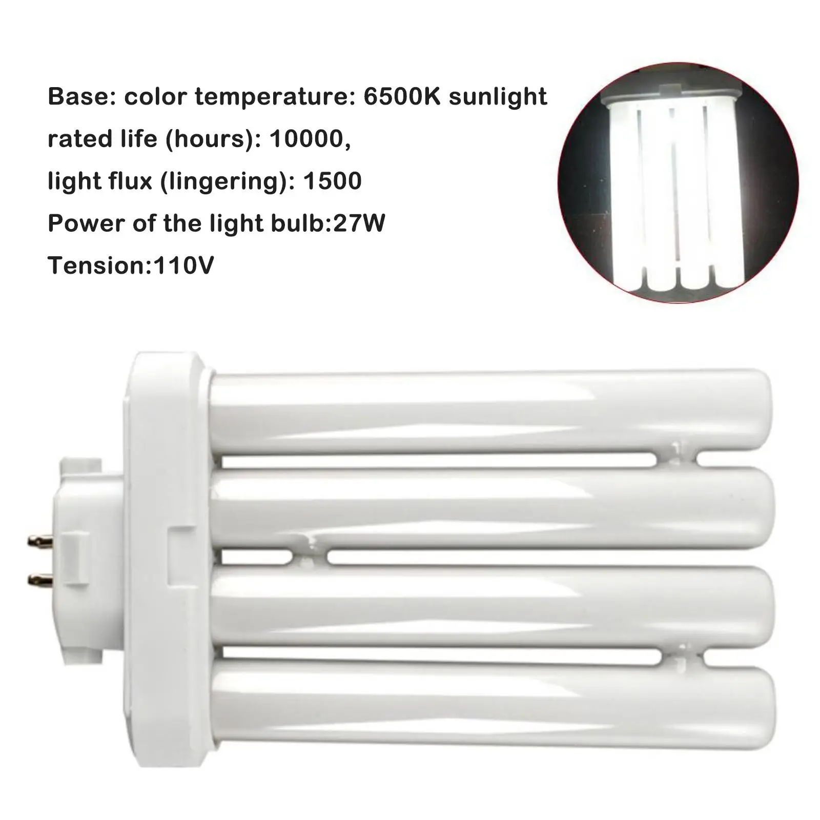 FML 27W 6500K 2H 110v Lamp 4pin Daylight Light Bulb Super Bright Square Daylight Lamp Practical Indoor Fluorescent fluorescent light tubes