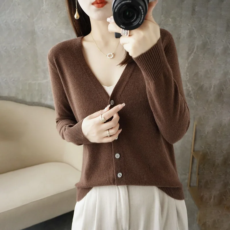 Women Cardigans 2023 Autumn Winter Single Breasted Knitwears Long Sleeve Warm Knit Cardigan Korean Fashion Spring casual Sweater_voghion.com