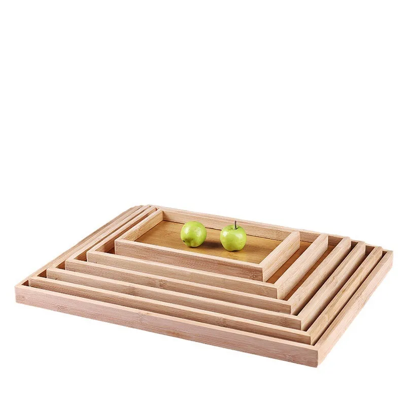 Japanese Bamboo Wooden Tray Serving Set Rectangular Cute Plate Hot Pot Barbecue Restaurant Hotel Wooden Tea Plate Dessert