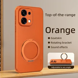 Premium geitenleer beschermhoes met 360° draaibare metalen ring kickstand en magnetische achterkant