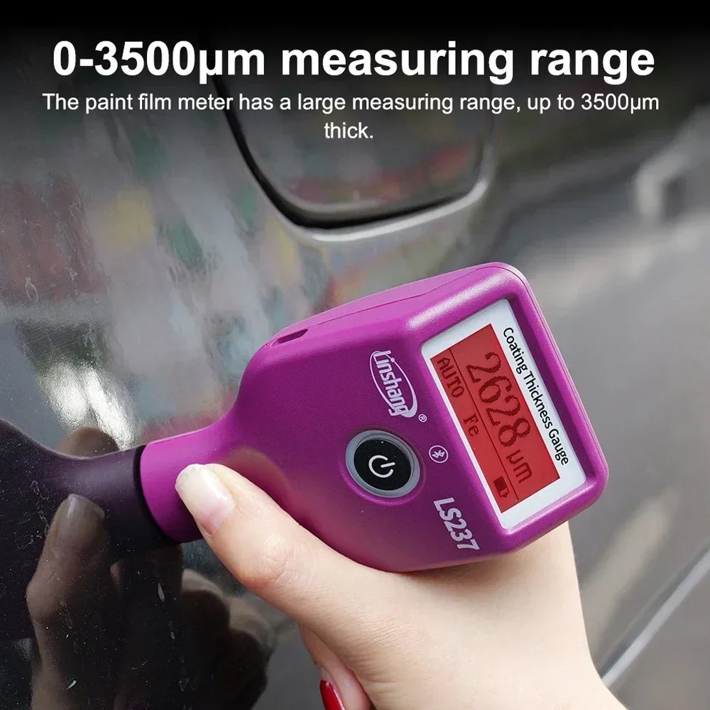 Linshang Car Paint Thickness Gauge LS237 Checking Auto Coating Identify Ferrous Putty Rotatable Screen Paint Coating Meter Paint Thickness Gauge Thickness Gauge