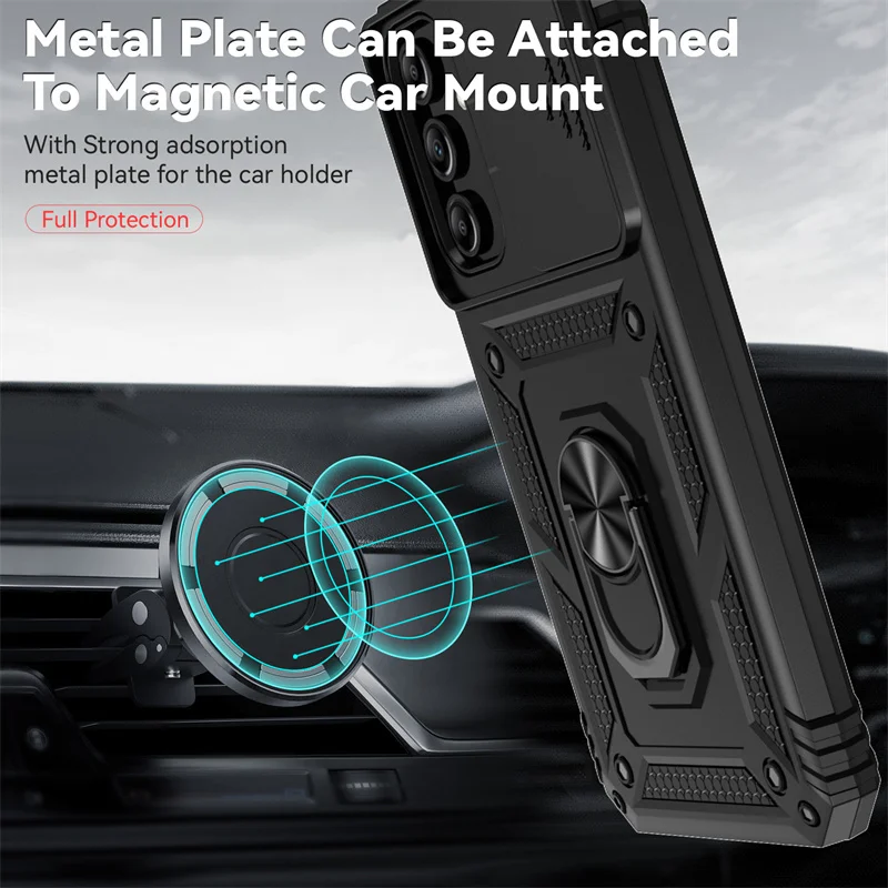 Enhanced Armor Phone Case with Slide Camera Lens Protector for Enhanced Protection and Style