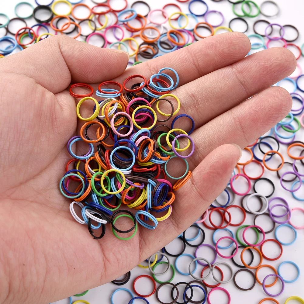 100pcs Colorful Painted Iron Rings for DIY Accessories and Keychains