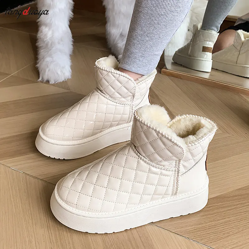 

Новые водонепроницаемые женские зимние ботинки, зимняя сохраняющая тепло обувь из хлопка, утолщенные плюшевые ботильоны, женские короткие ботинки на платформе Botas Mujer