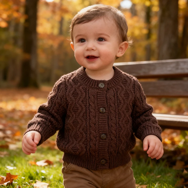 봄  니트웨어 카디건  의류 니트 스웨터  소년 소녀 카디건 유니섹스  코트 레트로 긴팔 재킷