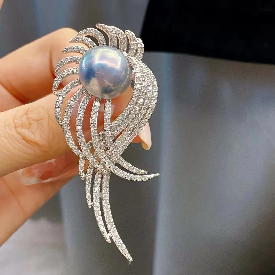 

New 2022 Natural Seawater Mabe 12-13mm Pearl Breastpin Women DIY Handmade Brooch Jewelry