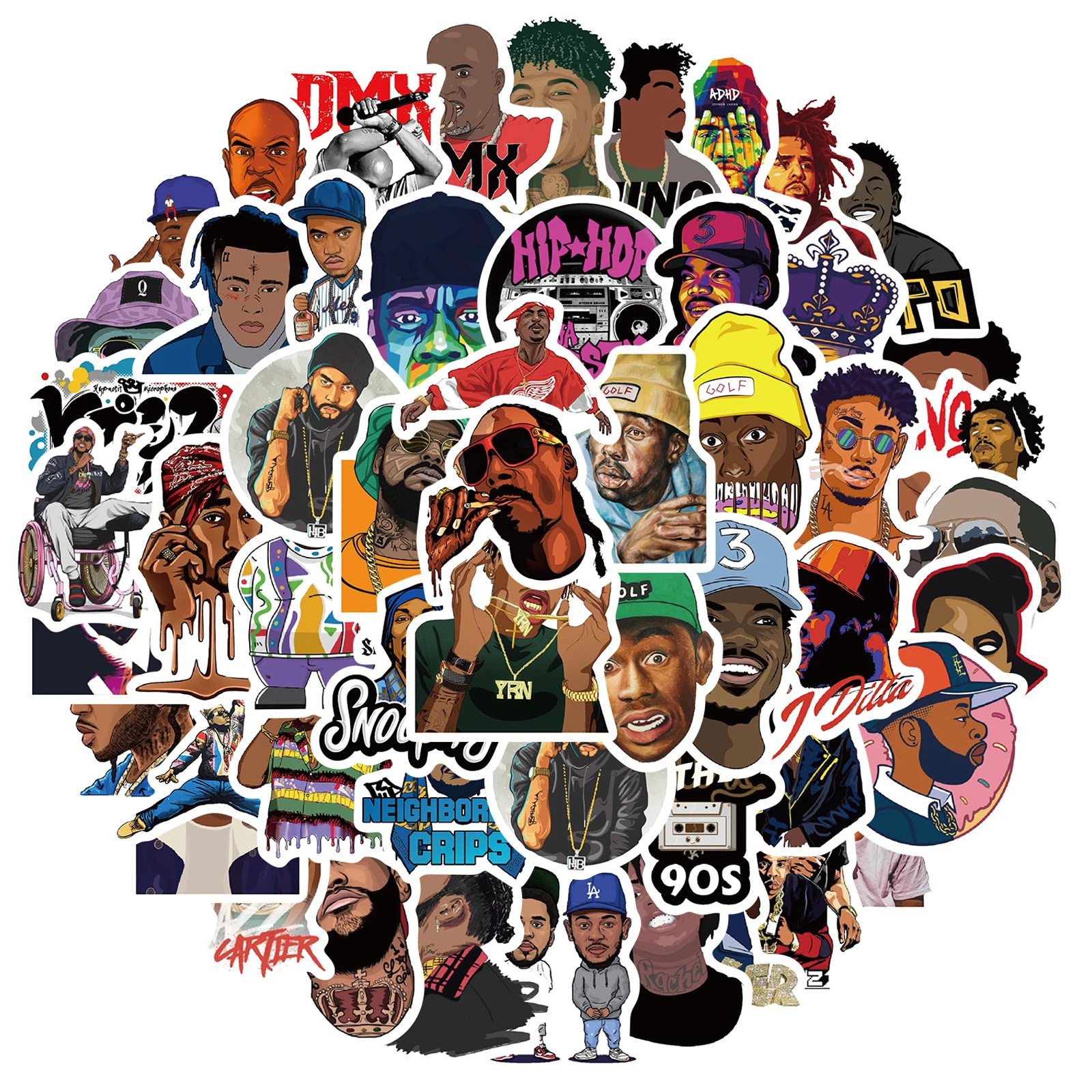 10/30/64PCS Mix Rapper Hip Hop Singer Cartoon Stickers DIY Suitcase Fridge  Phone Laptop Guitar Car Graffiti Cool Decal Sticker| | - AliExpress