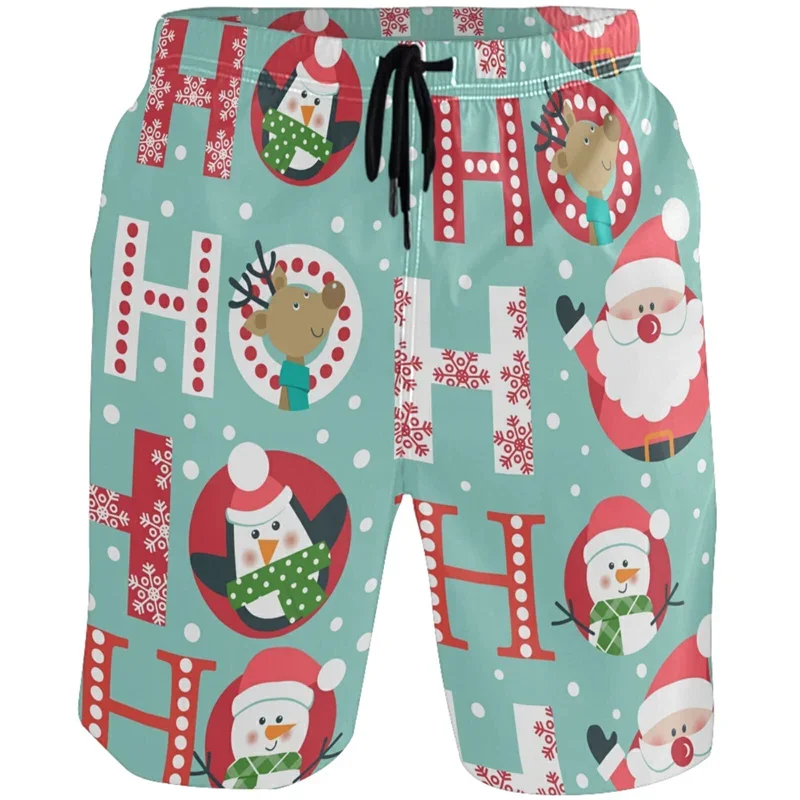 3D Christmas Tree Xmas Reindeer Printed Snowflake Santa Claus Short Pants y2k Board Shorts Summer Swimsuit Cool Surf Swim Trunks 6