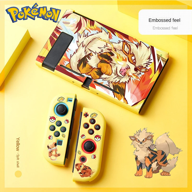 Pokemon Arcanine Custodia Per Console Di Gioco In Silicone Per Nintendo Switch Split Custodia Protettiva Per Cartoni Animati Per Ns Joy-Con Accessori 