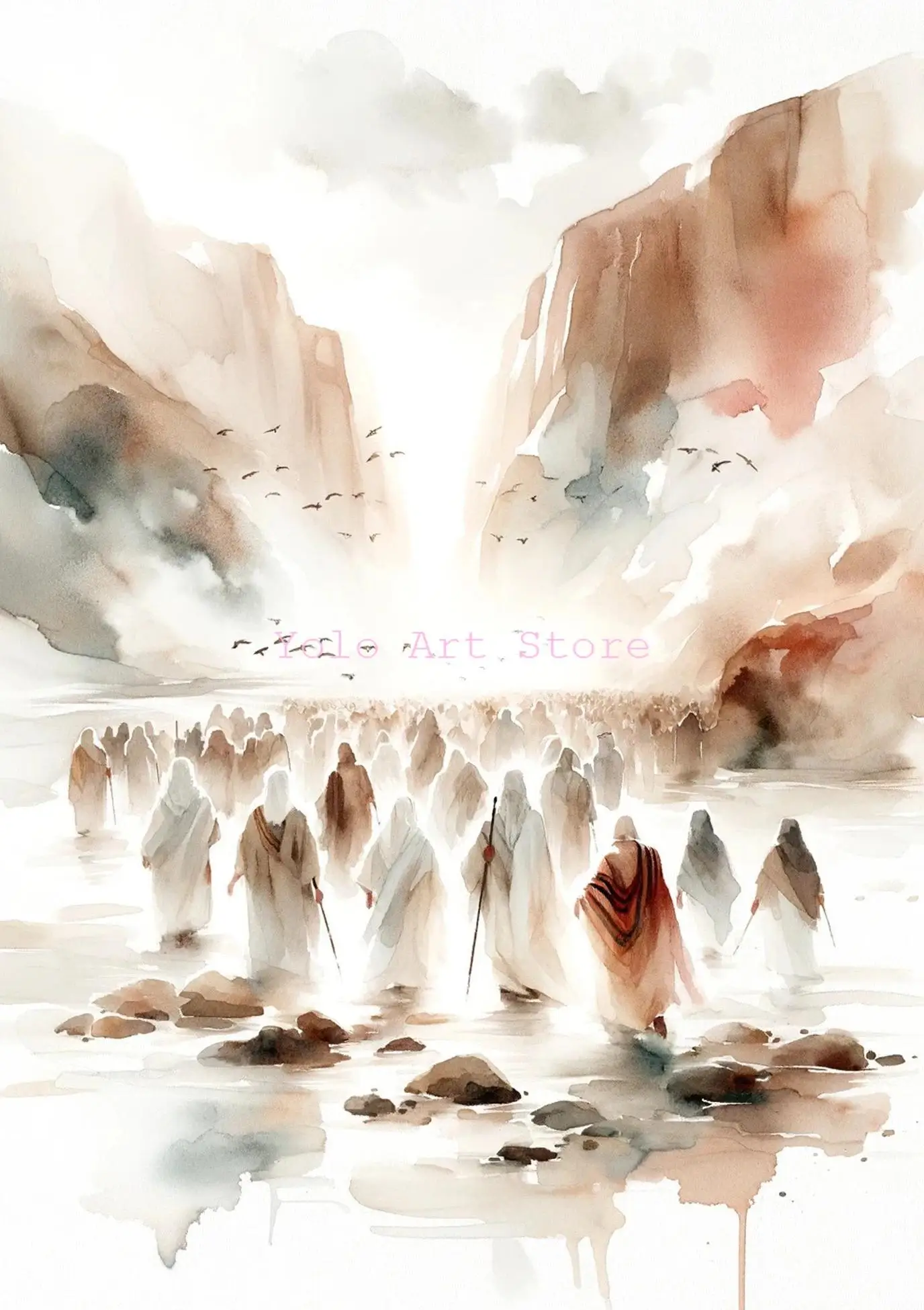 Christian Watercolor Wall Art - Jesus & Lamb Canvas Print, Bible-Inspired Home Decor for Living Room and Nursery, Ideal Gift