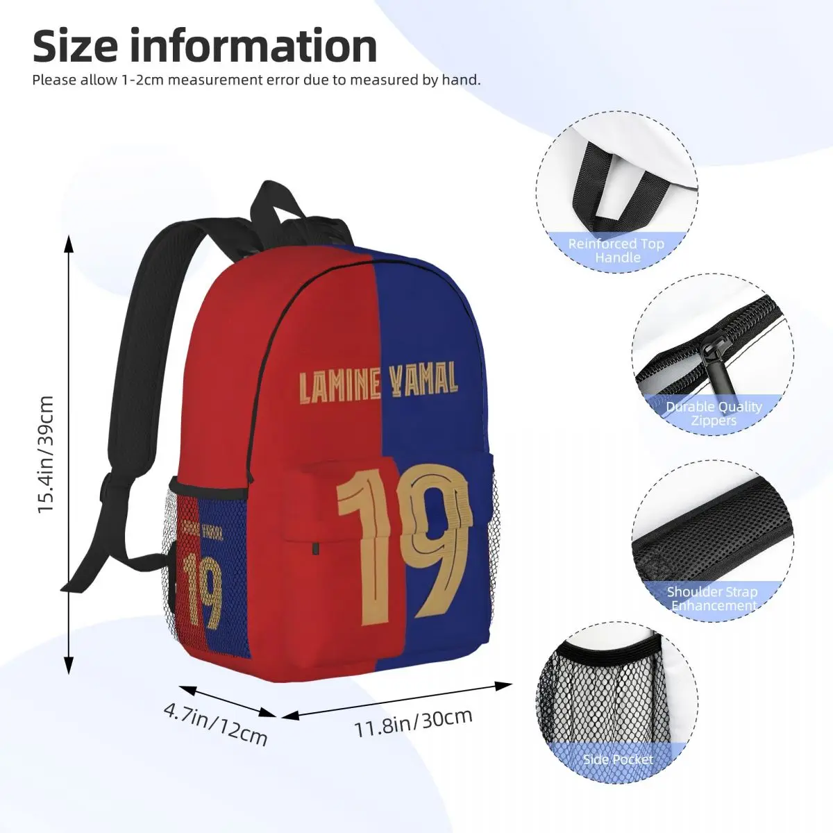 Custom Lamine Yamal Num 19 Backpacks Boys Girls Bookbag Casual Children School Bags Laptop Rucksack Shoulder Bag Large Capacity 4
