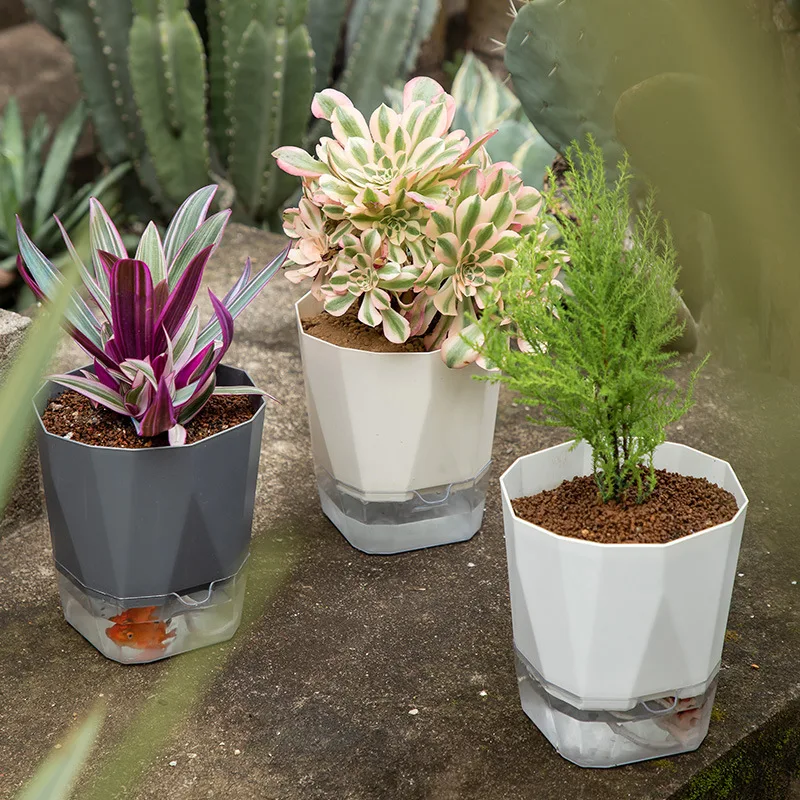 Flower Plant Pot Self Watering Planter Transparent Planting Flower Pot Water Storage Basin Stock Garden Supplies Home Decor