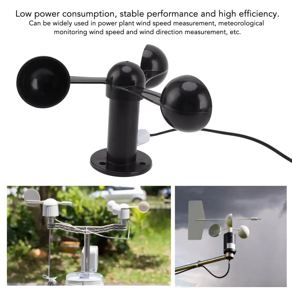 Three Cups Wind Speed Sensor Monitoring 8M 360 Degree Anemometer Cups Waterproof Accurate Wind Speed Detector for Outdoor 0‑3.8v image 3