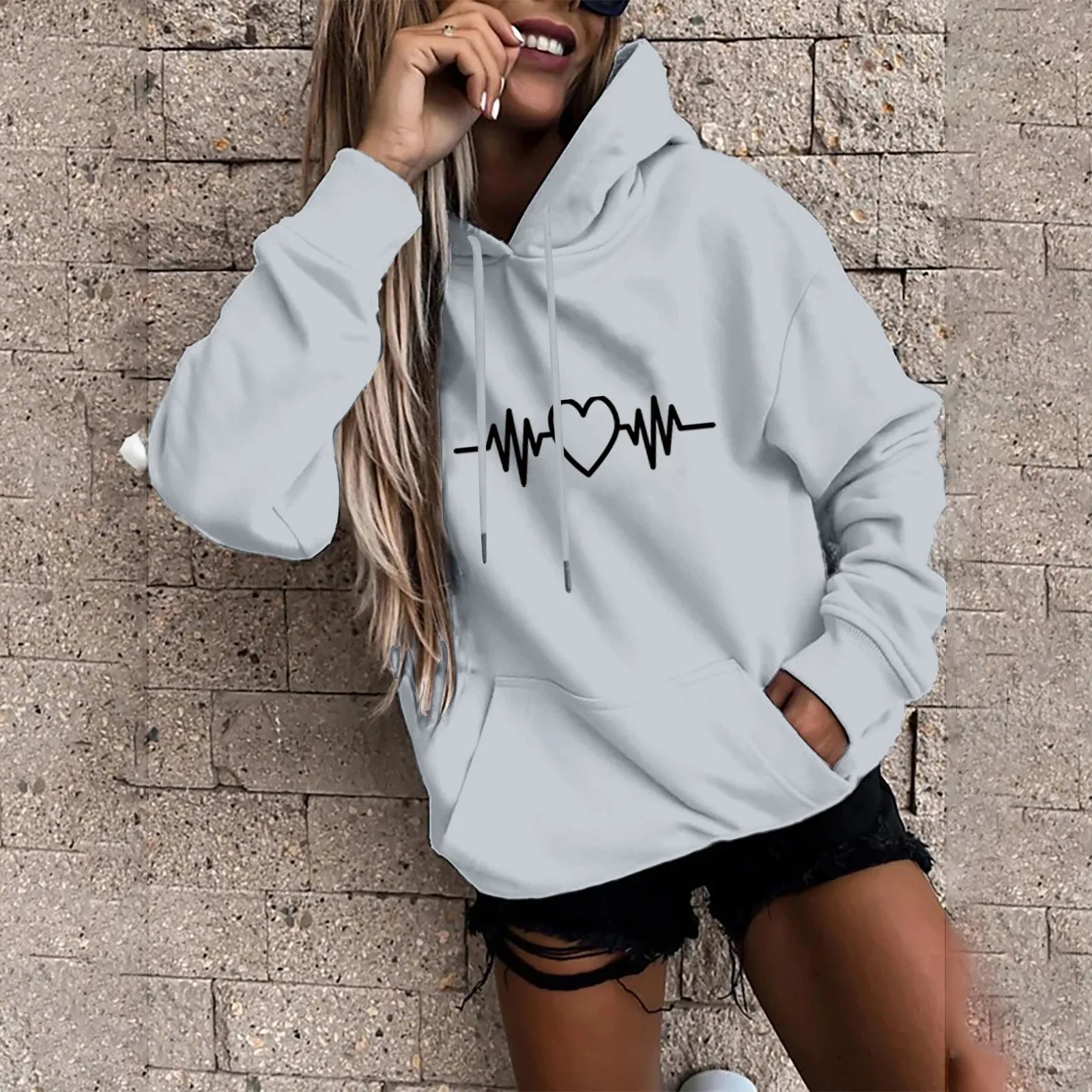 Heart Sweets For Woman Female Love Hoodie Langärmeliger Damenpullover mit Kapuze, lässig, bedruckt, Damen-Kapuzenpullover_voghion.com