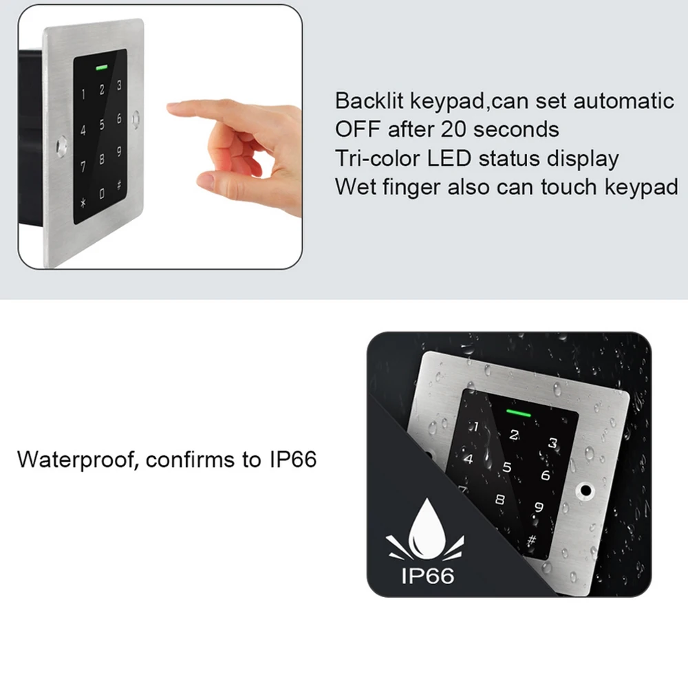 Metal Waterproof Access Control Keypad RFID Card 125Khz Embedded RFID Keyboard Access Control System Outdoor Smart Lock Opner